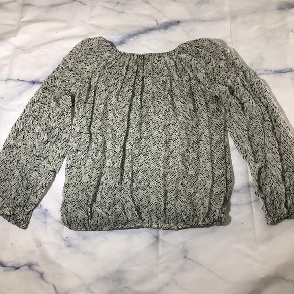 Lucky Brand Black & White Sheer Peasant Blouse - Picture 5 of 5